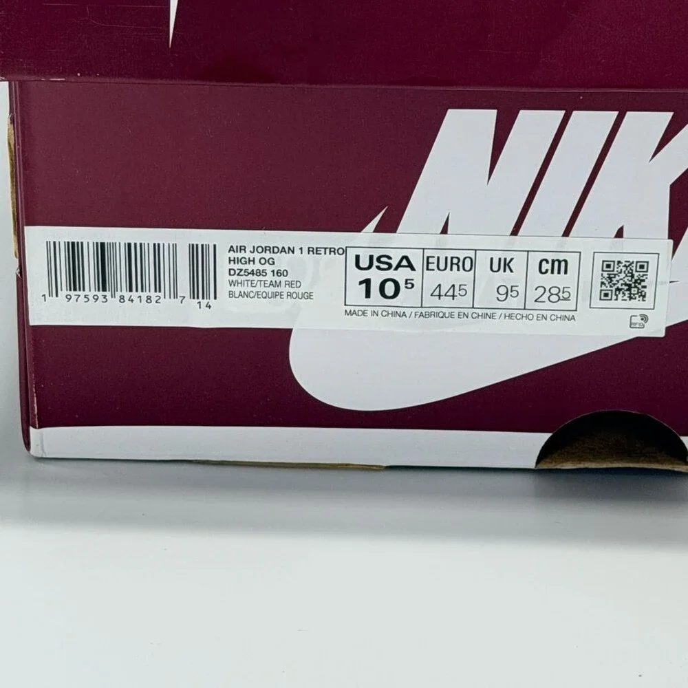 Mens Nike Air Jordan 1 High Artisanal Red DZ5485-160 Size 10.5 White/Team Shoes